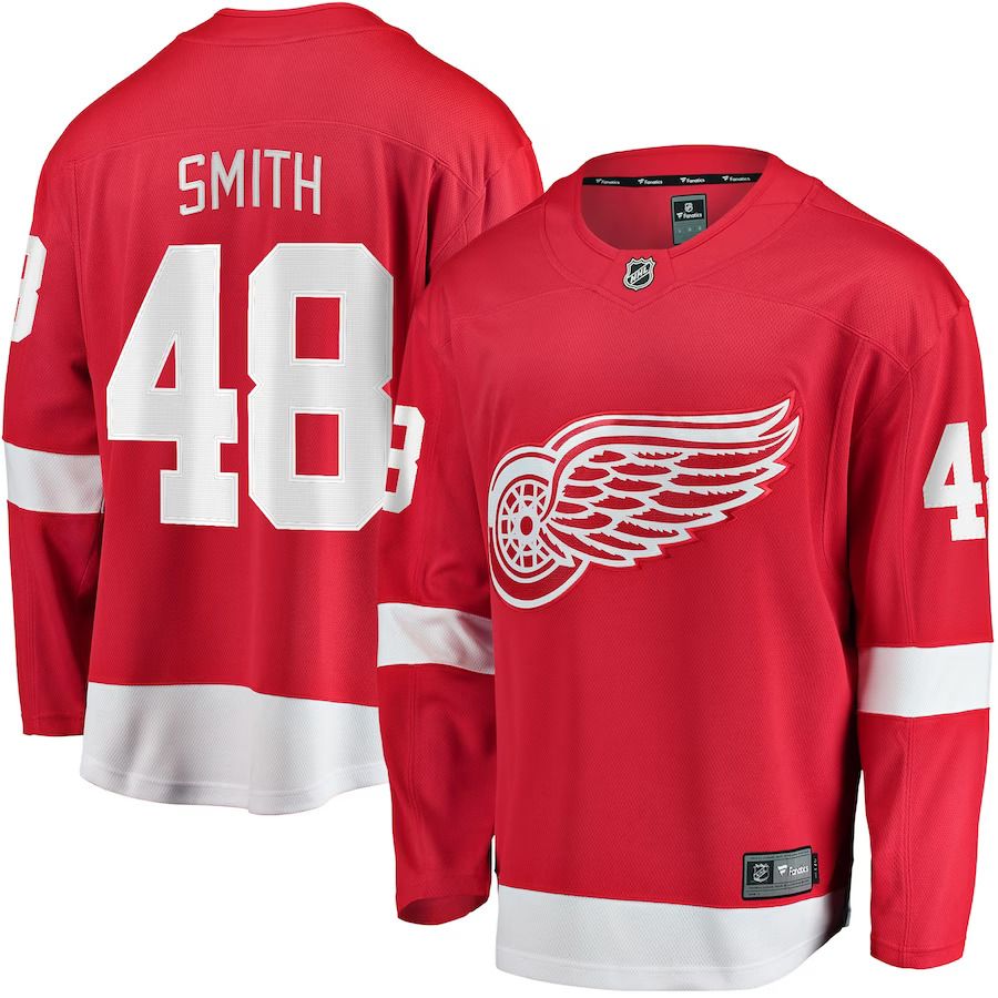 Men Detroit Red Wings #48 Givani Smith Fanatics Branded Red Home Breakaway Player NHL Jersey